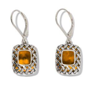 Recycled Vintage Brown Bleach Jug Vintage Quilted Square Earrings